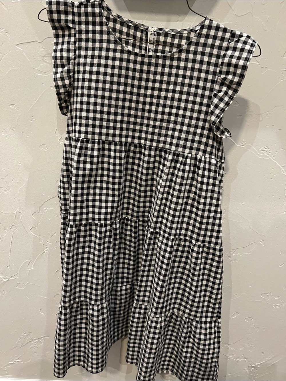 Black & White Gingham Tiered Dress